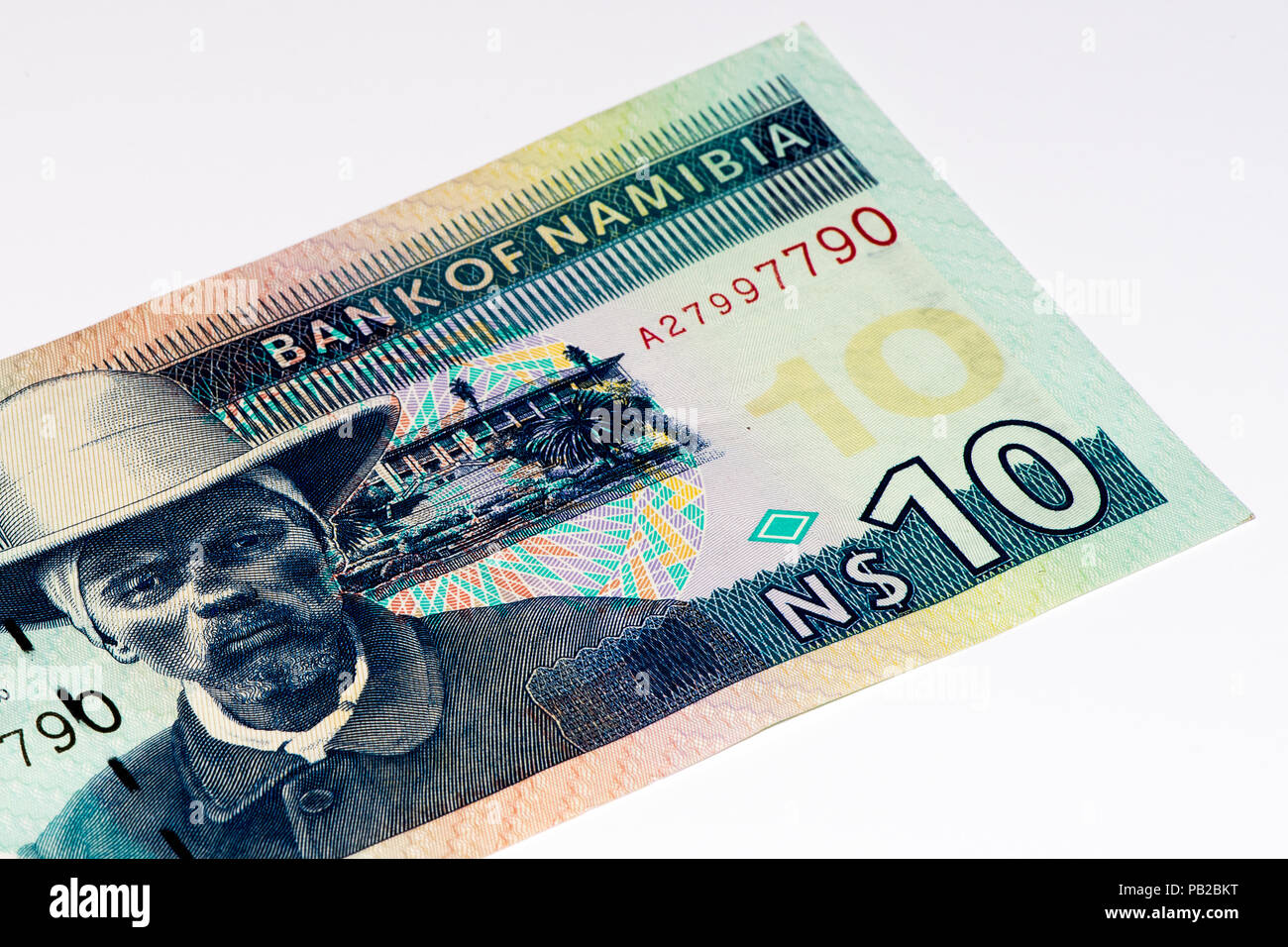 10 Namibian dollars bank note of Namibia. Namibian dollars is the