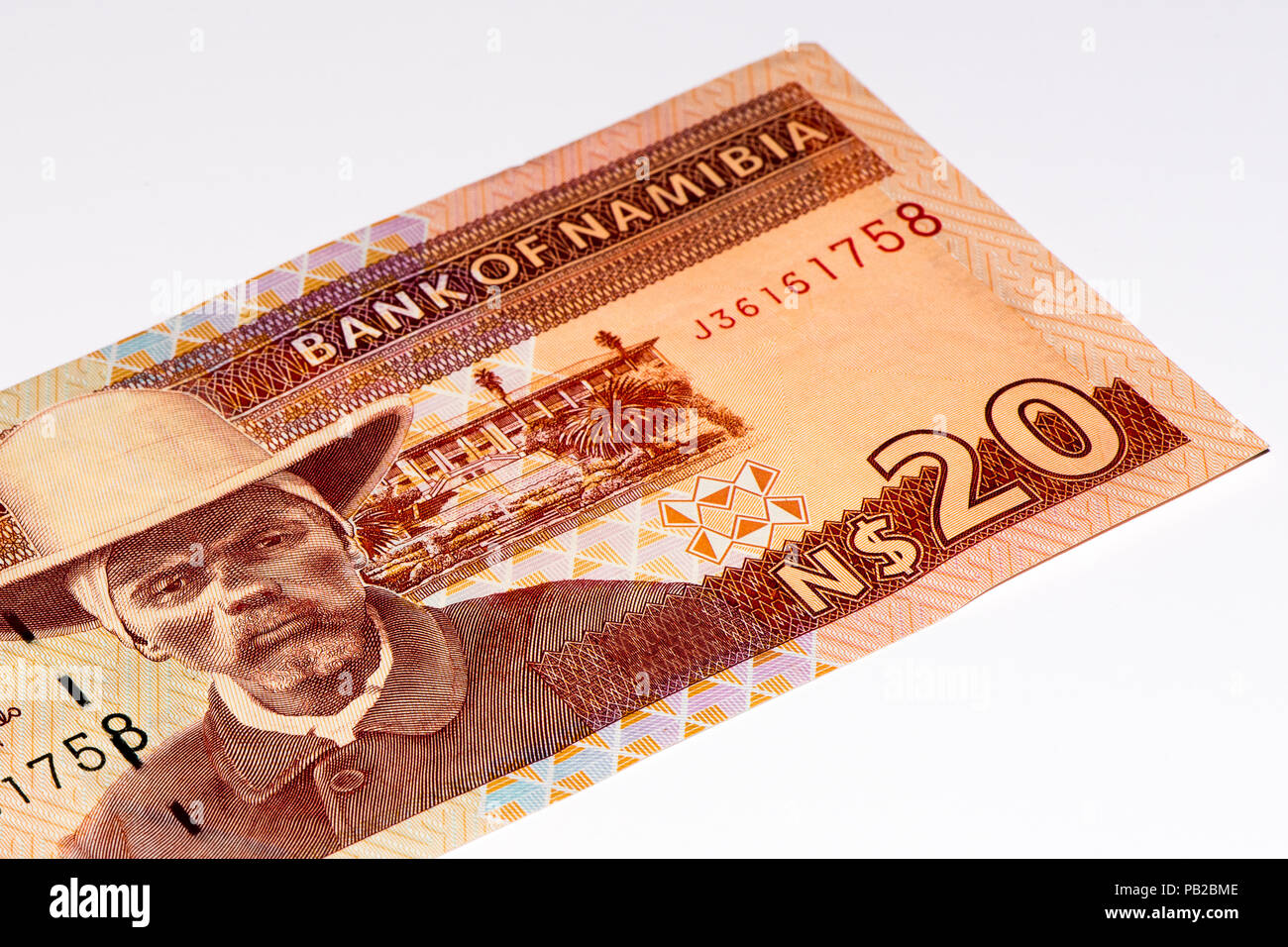 20 Namibian dollars bank note of Namibia. Namibian dollars is the