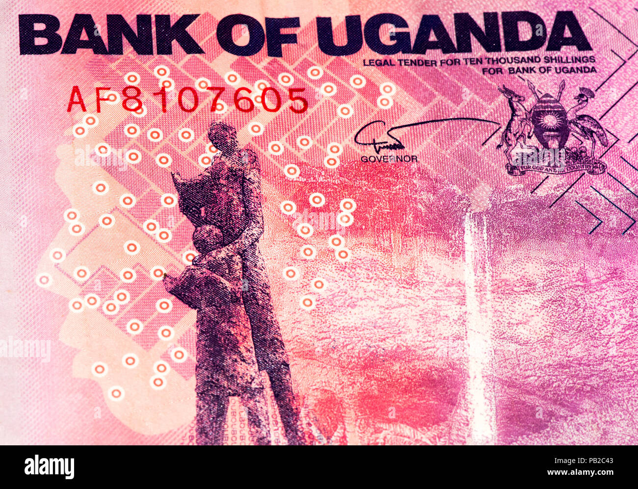 10000 Ugandan shillings bank note. Ugandan shilling is the national