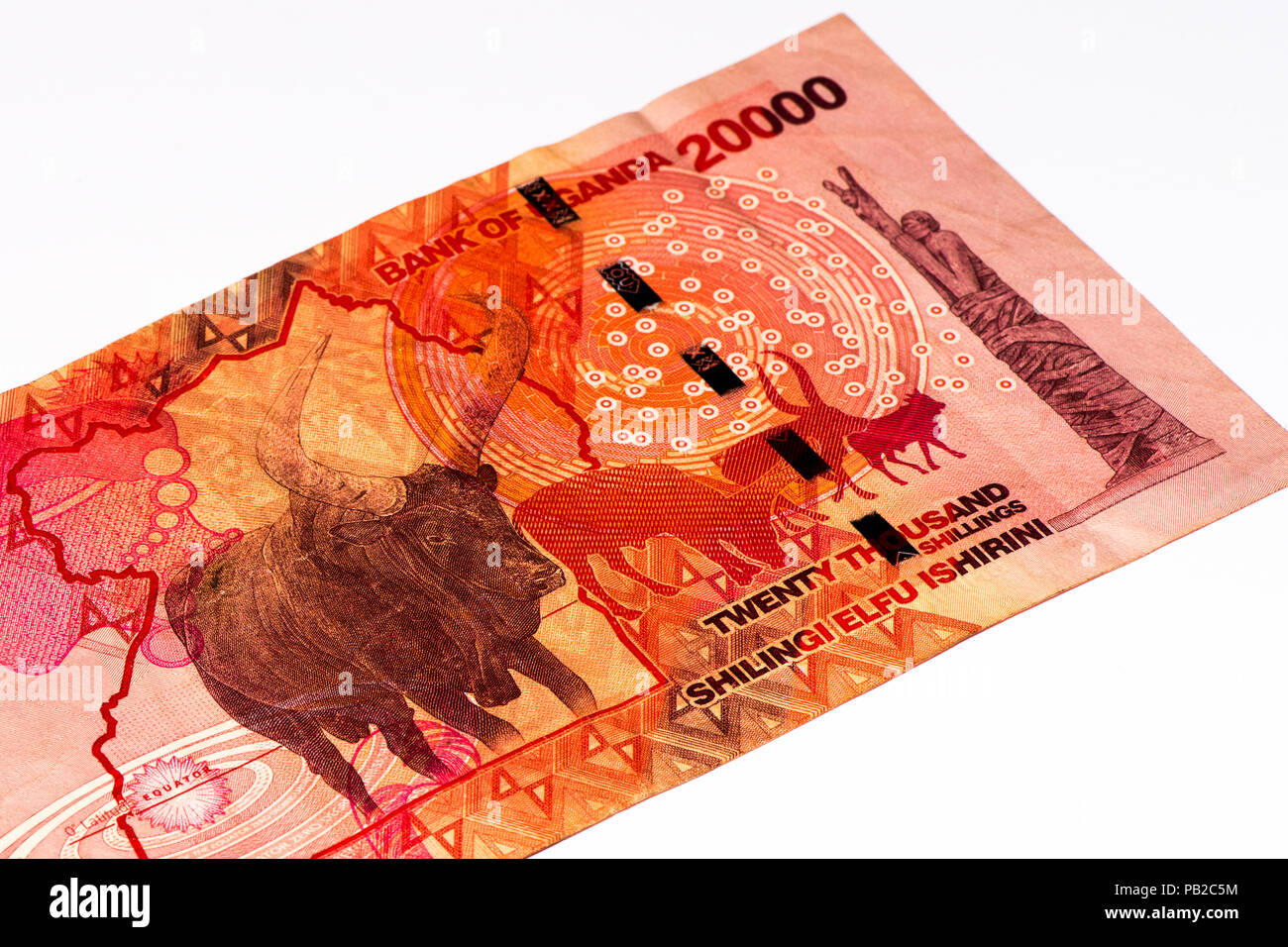 20000 Ugandan shillings bank note. Ugandan shilling is the national