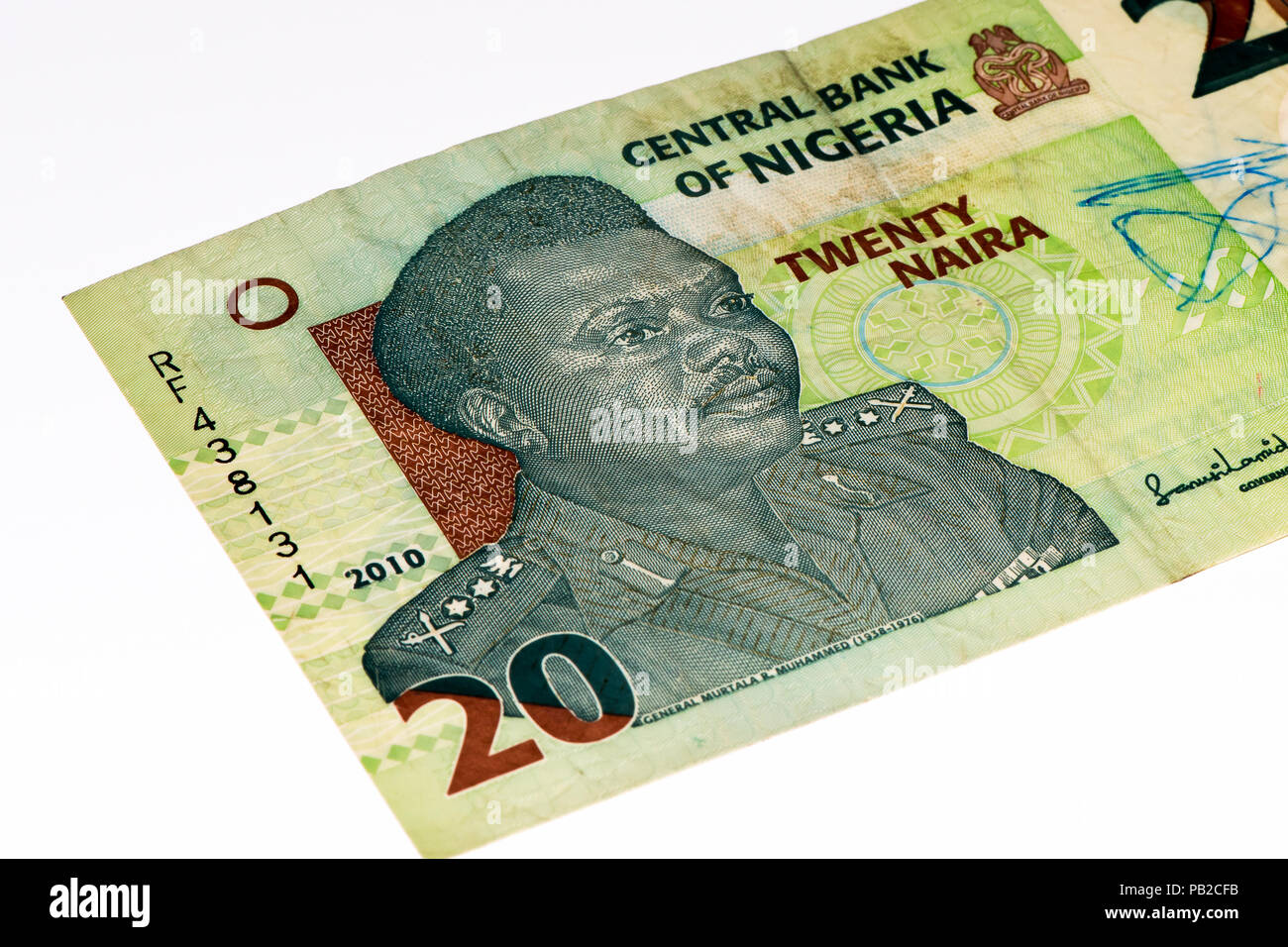 20 Nigerian naira bank note. Nigerian naira is the main currency of