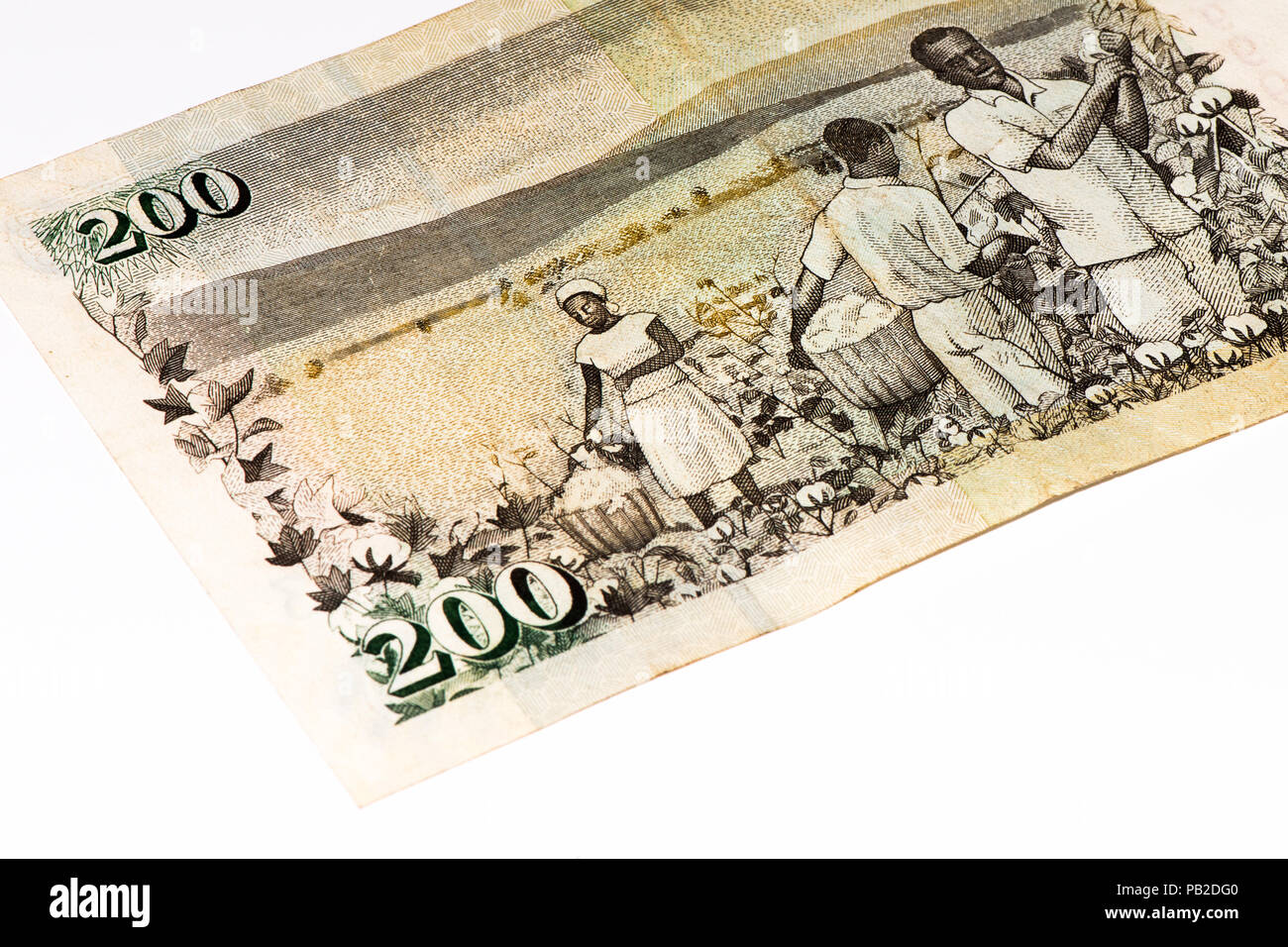 200 Kenyan shillings bank note of Kenya. Kenyan shilling is the national currency of Kenya Stock Photo