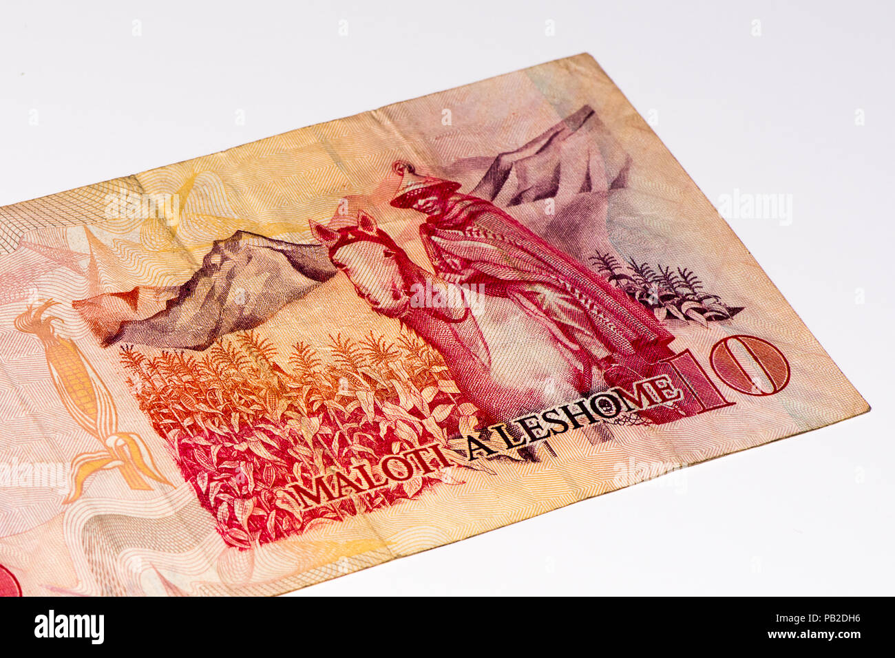 10 Lesotho loti bank note. Lesotho loti is the national currency of