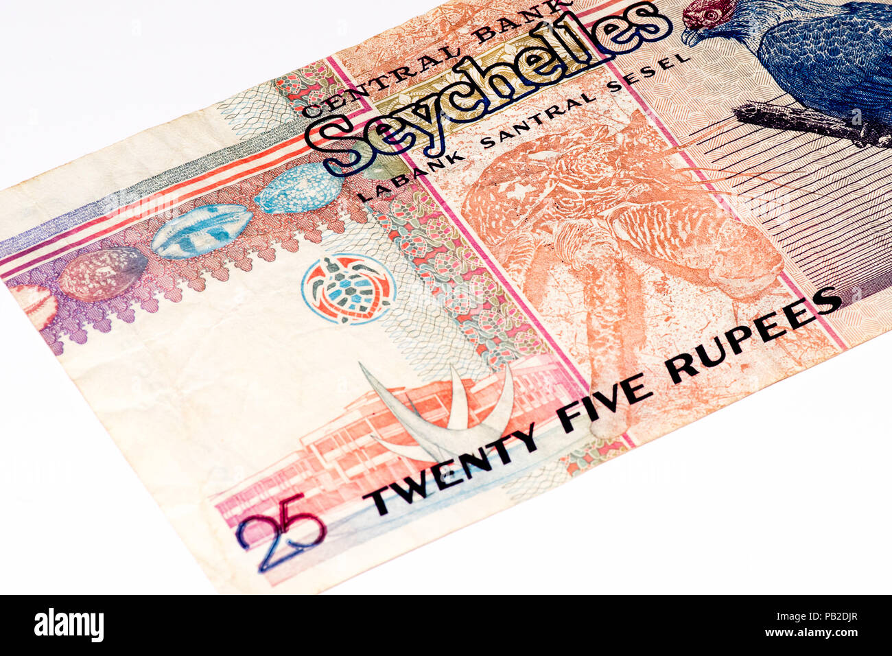 25 Seychellois rupee bank note, the national currency of Seychelles Stock Photo