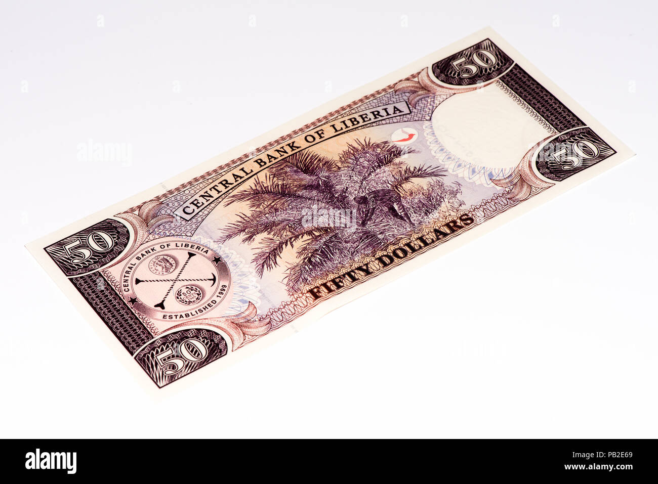 50 Liberian dollars bank note. Liberian dollars is the national