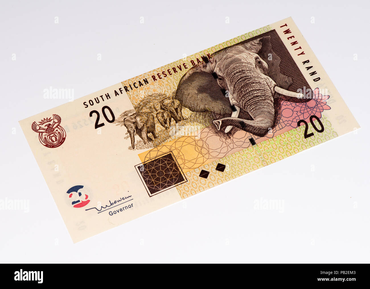 20 South African rands bank note. South African rands is the national