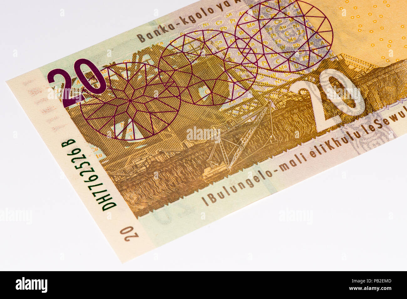 20 South African rands bank note. South African rands is the national