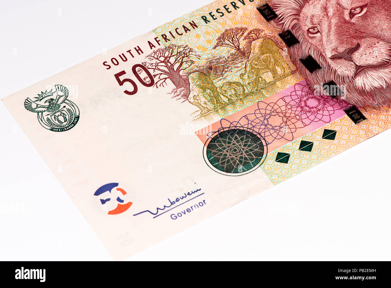 50 South African rands bank note. South African rands is the national currency of South Africa