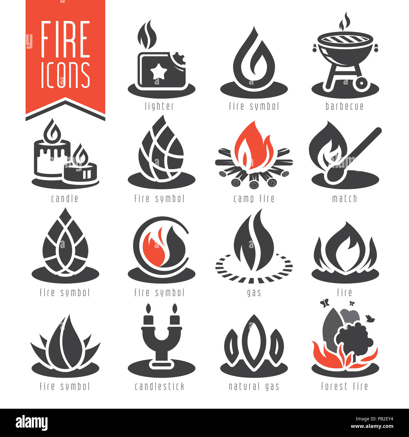 Fire icon set Stock Photo - Alamy