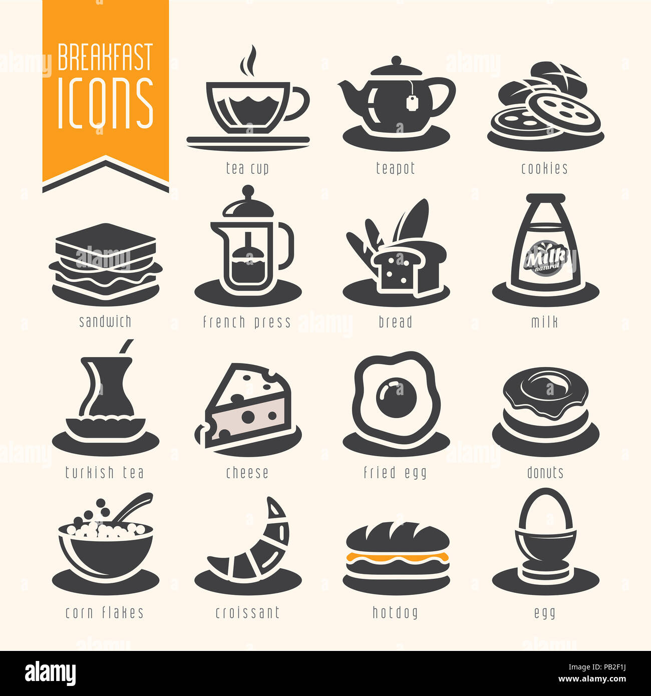 Breakfast icon set Stock Photo - Alamy