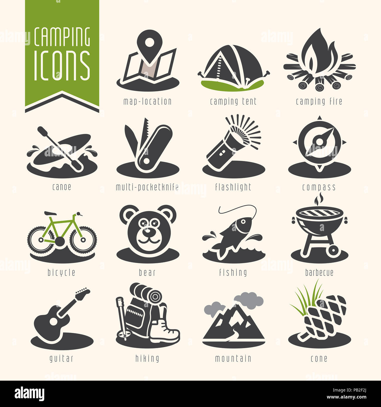 Camping icon set Stock Photo - Alamy