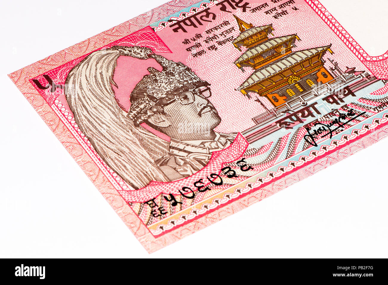 5 Nepalese rupee bank note. Nepalese rupee is the national currency of
