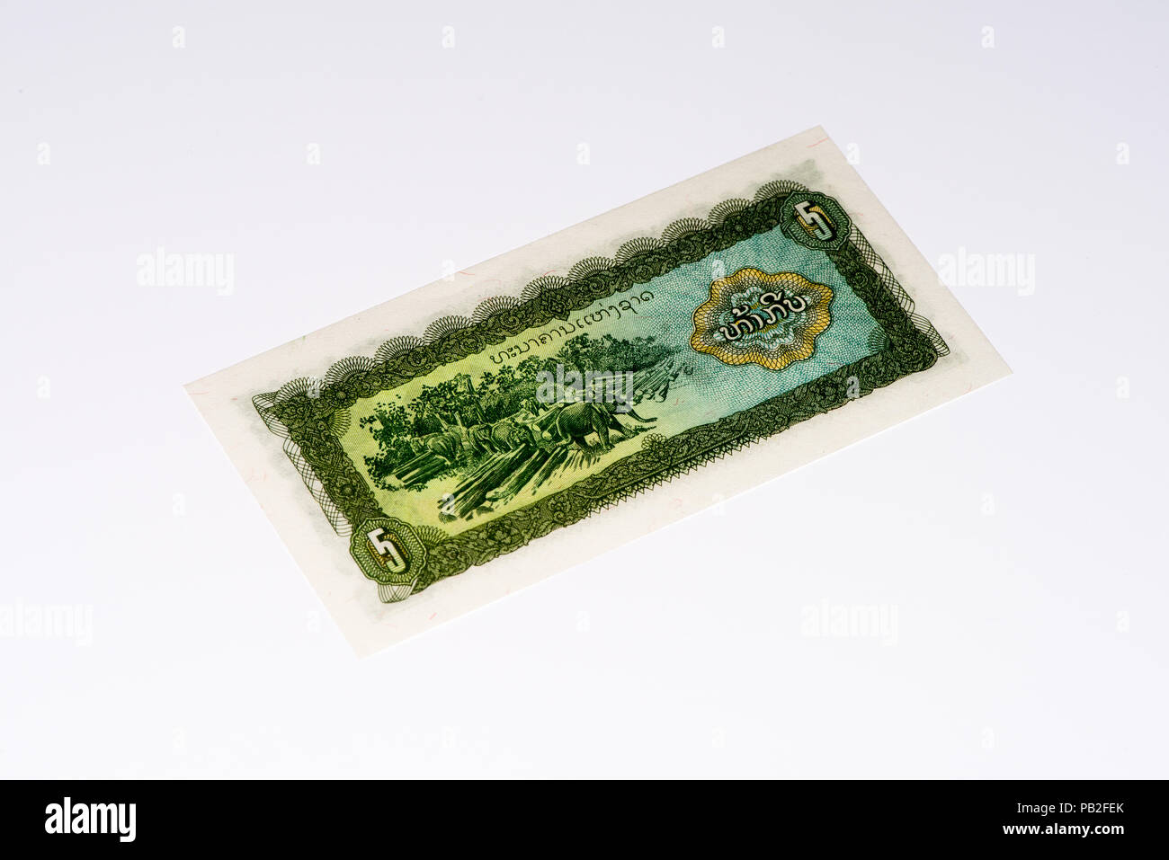 5 kip bank note. Kip is the national currency of Laos Stock Photo - Alamy