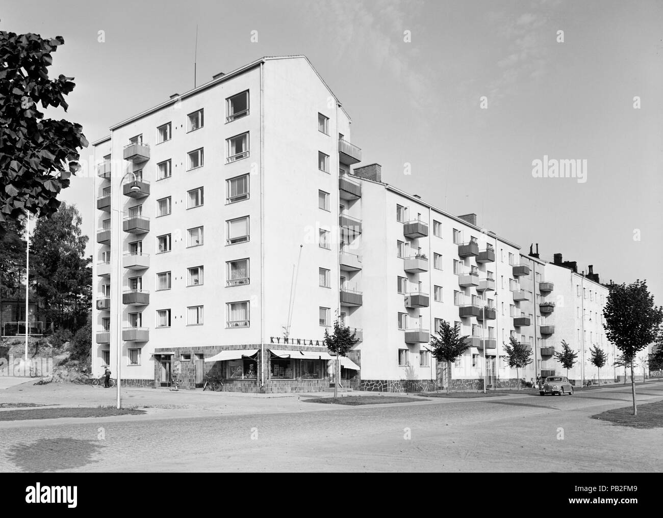 New apartment block building built 1955, suburbs Kotka, Kymenlaakso