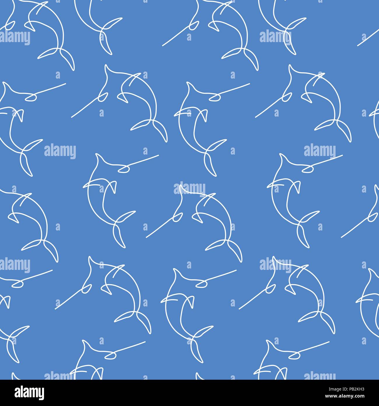 Swordfish fish animal pattern seamless. Vector illustration. Blue background. Stock Vector