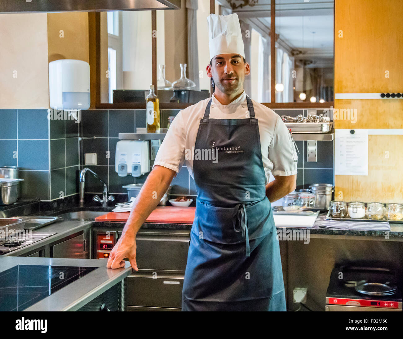 Kitchenchef Laszlo Papdi of Hotel Lenkerhof, Lenk, Switzerland Stock Photo