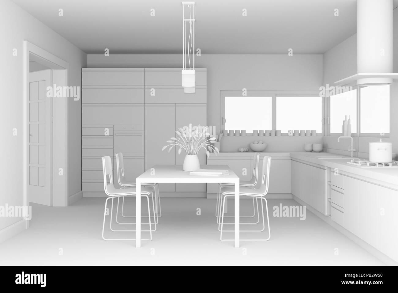 Interior design modern kitchen model Stock Photo - Alamy