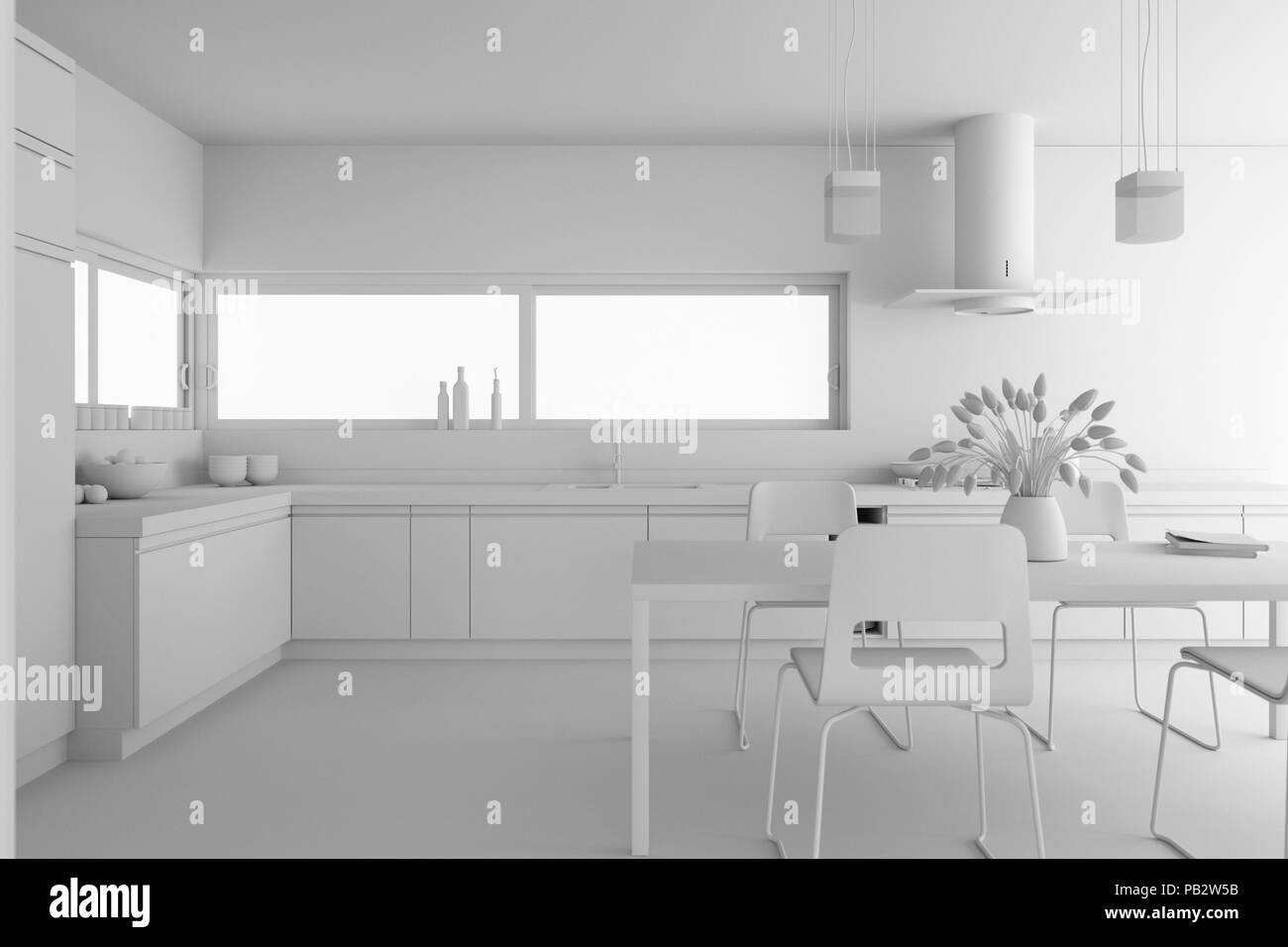 Interior design modern kitchen model Stock Photo