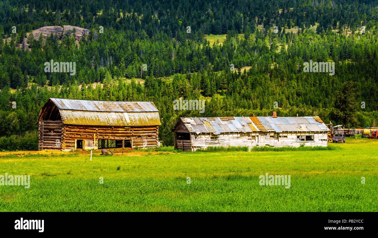 Old Barn Build From Logs In A Farmers Field Along The Coldwater