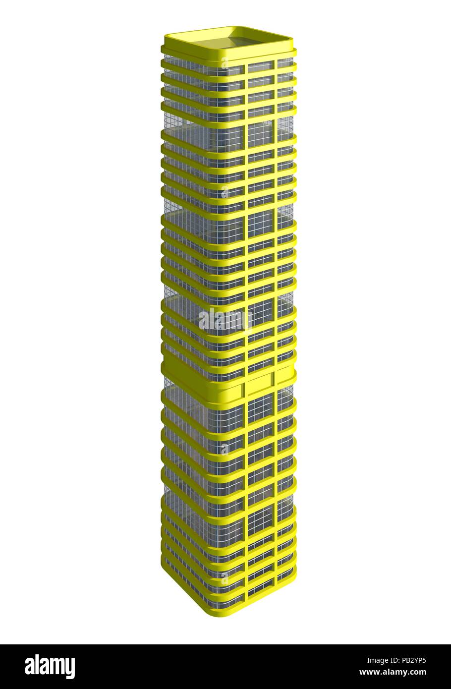 3D illustration skyscraper building isolated on white background Stock ...