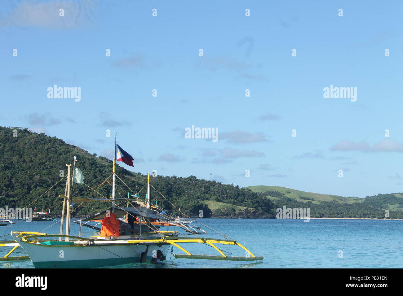 View of the sea on a motor banca Stock Photo Alamy