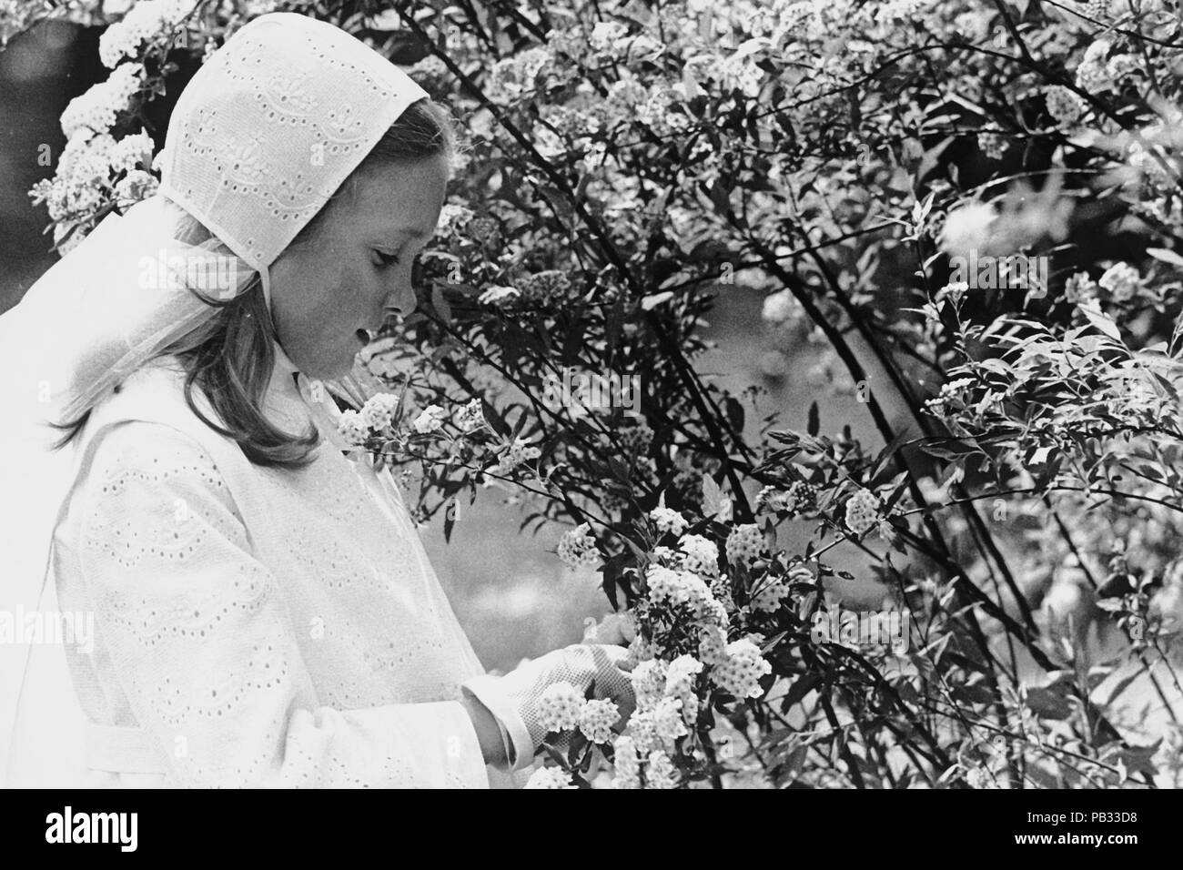 italy, girl at first communion, 1970 Stock Photo