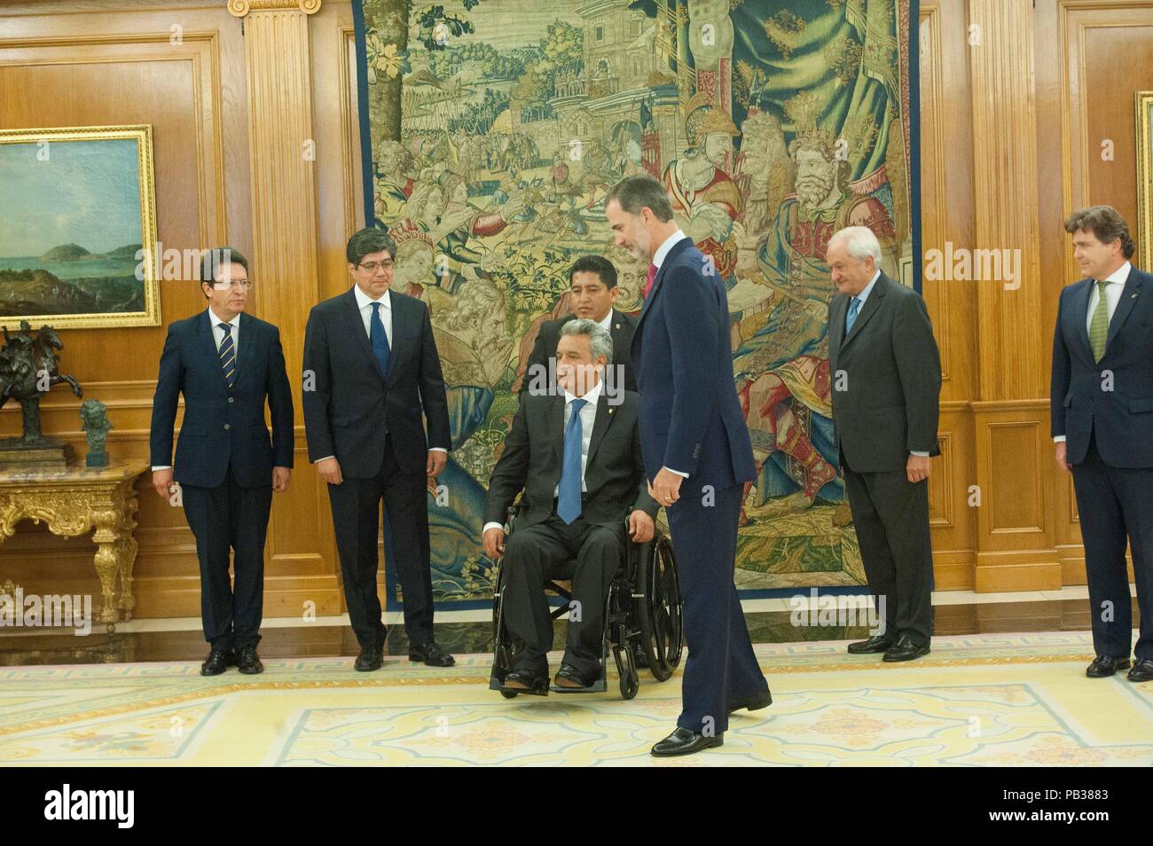 El Rey de España, junto al Presidente de Ecuador y cargos de la diplomacia Ecuatoriana King of Spain meets the Prime Minister of Ecuador in Zarzuela 711/cordon press Stock Photo: 213357987 -