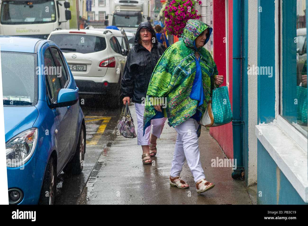Skibbereen, West Cork, Ireland. 26th July, 2018. After weeks of an Irish Heatwave, which brought blisteringly hot temperatures, rain finally hit the West Cork region of Ireland today. The rain is expected to last until at least next week. Credit: Andy Gibson/Alamy Live News. Stock Photo
