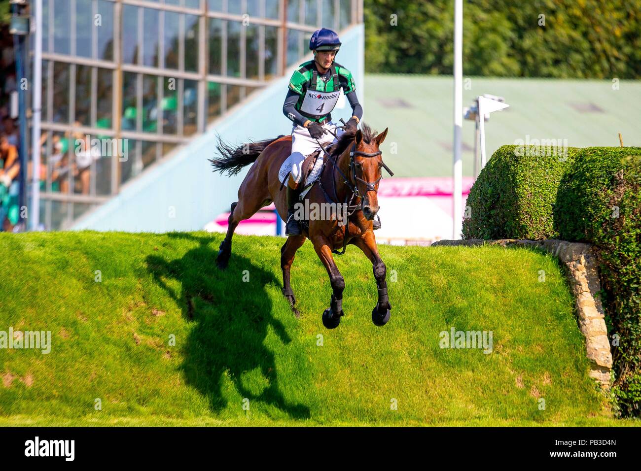 Hickstead, Sussex, UK. 26th July 2018. 6th Place. Tom Jackson riding Billy Cuckoo. GBR.  The MS Amlin Eventers Challenge. Longines FEI Jumping Nations Cup of Great Britain at the BHS Royal International Horse Show. All England Jumping Course. Hickstead. Great Britain. 26/07/2018. Credit: Sport In Pictures/Alamy Live News Stock Photo
