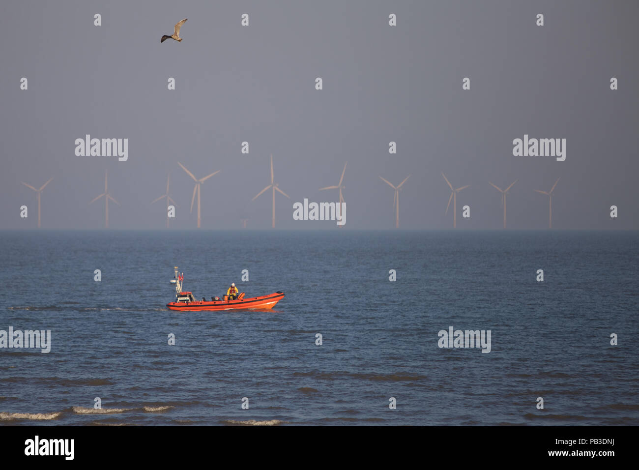 Clacton on Sea, UK. 26th July 2018. Rescue operation at Clacton on Sea, looking for a boy who has gone missing at sea. The Coastguard was called at 6.20pm this evening after two boys got into trouble in the water. Credit: Del Anson/Alamy Live News Stock Photo