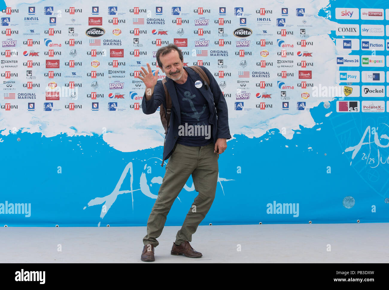 Salerno, Campania, Italy. 26th July, 2018. Rocco Papaleo, Italian actor seen posing for the camera at the festival.The 48th edition of the Giffoni Film Festival, a cinema for children. Credit: Ernesto Vicinanza/SOPA Images/ZUMA Wire/Alamy Live News Stock Photo