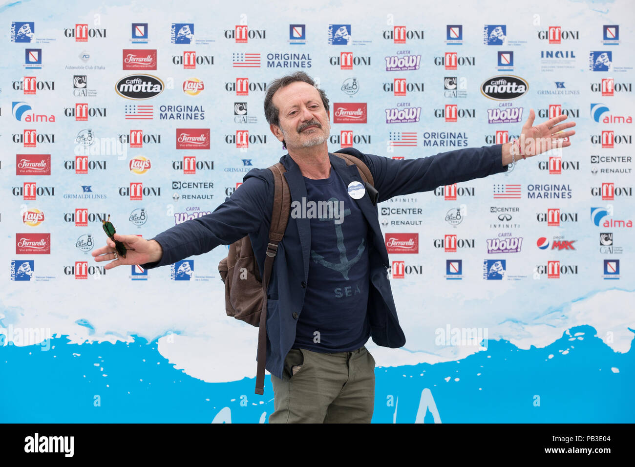 Salerno, Campania, Italy. 26th July, 2018. Rocco Papaleo, Italian actor seen posing for the camera at the festival.The 48th edition of the Giffoni Film Festival, a cinema for children. Credit: Ernesto Vicinanza/SOPA Images/ZUMA Wire/Alamy Live News Stock Photo