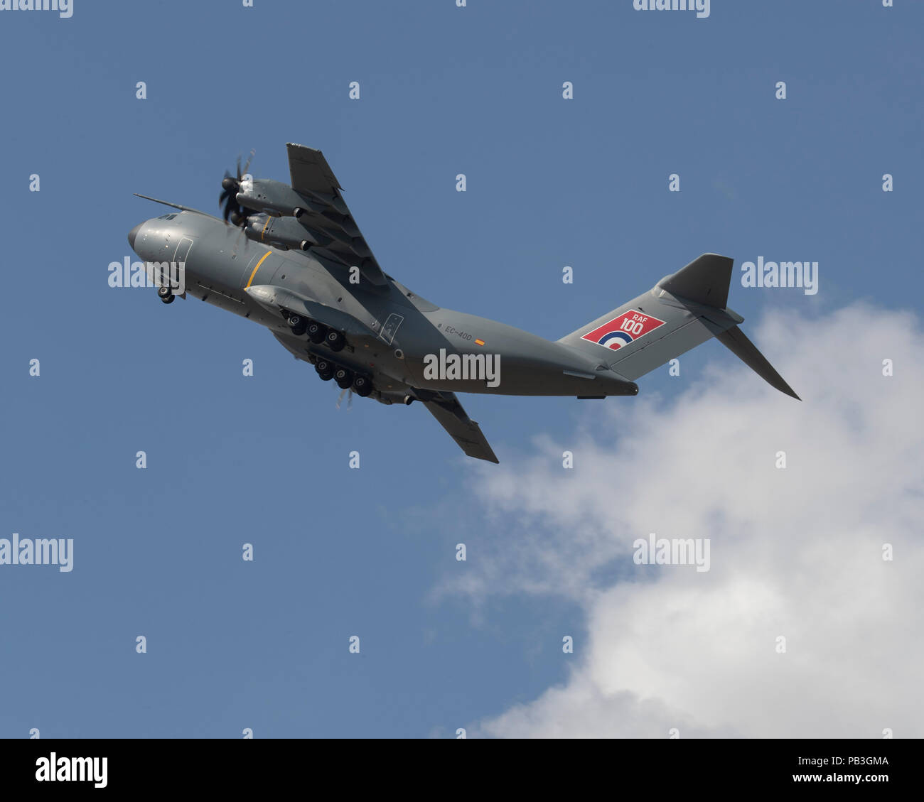 Royal Air Force Airbus Military A400M Atlas C.1 transport aircraft flying at the 2018 Royal International Air Tattoo Stock Photo