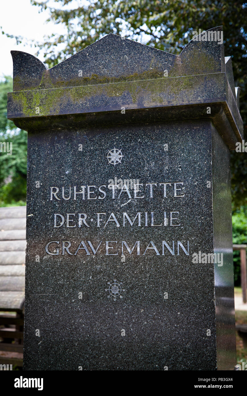 gravestone on the old cemetery in the city of Wetter on the river Ruhr, Germany.  Grabstein auf dem alten Friedhof in Wetter an der Ruhr, Deutschland. Stock Photo