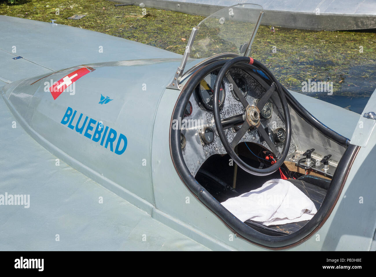 England, Oxfordshire, Henley, Bluebird K3, which set world water speed records in 1937, the cockpit Stock Photo
