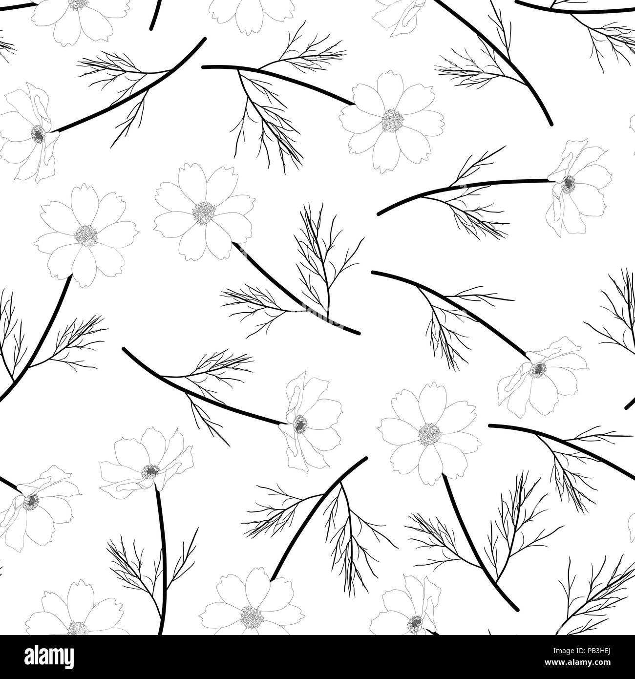 Hand drawing cosmos watercolor Stock Vector Images - Alamy