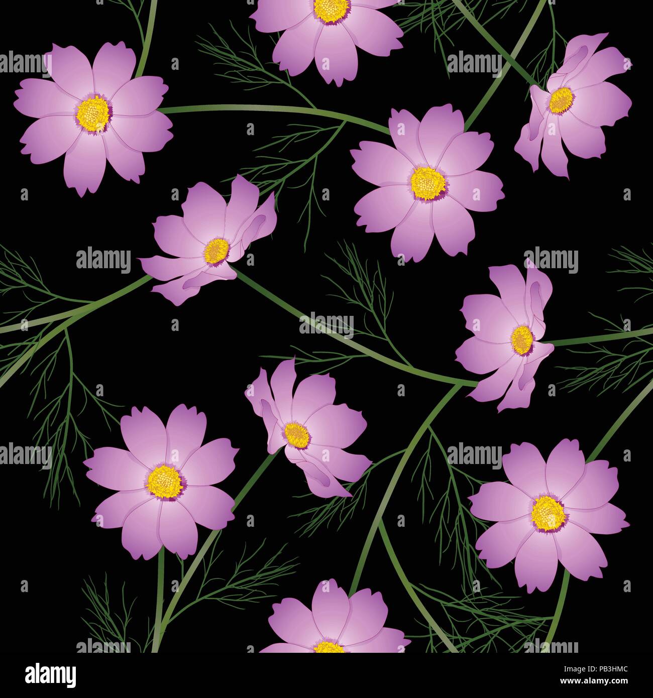 Japanese kimono flower pattern black Stock Vector Images - Alamy