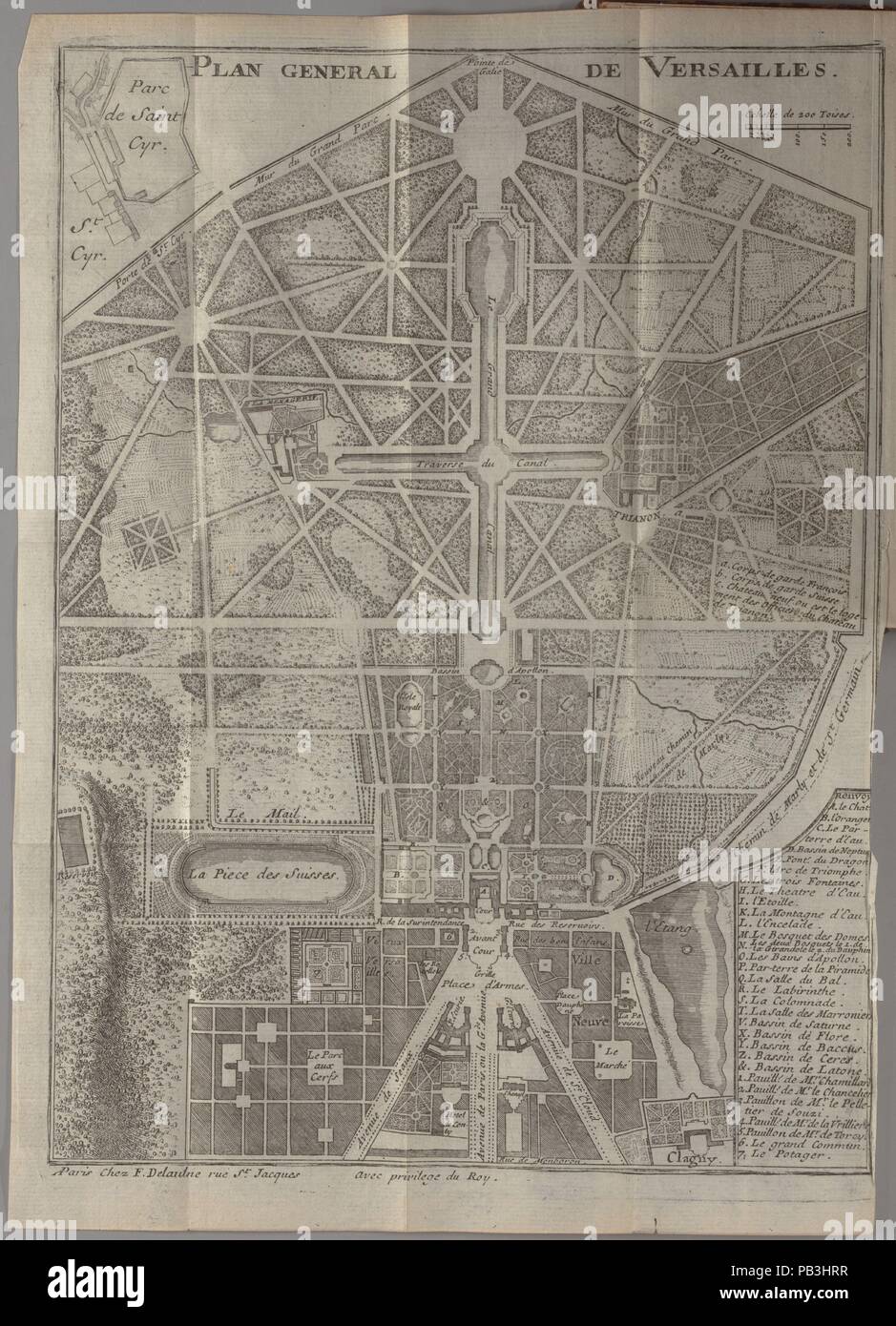 Nouvelle description des chateaux et parcs de Versailles et de Marly :  contenant une explication historique de toutes les peintures, tableaux,  statues, vases & ornemens qui s'y voient : leurs dimensions :