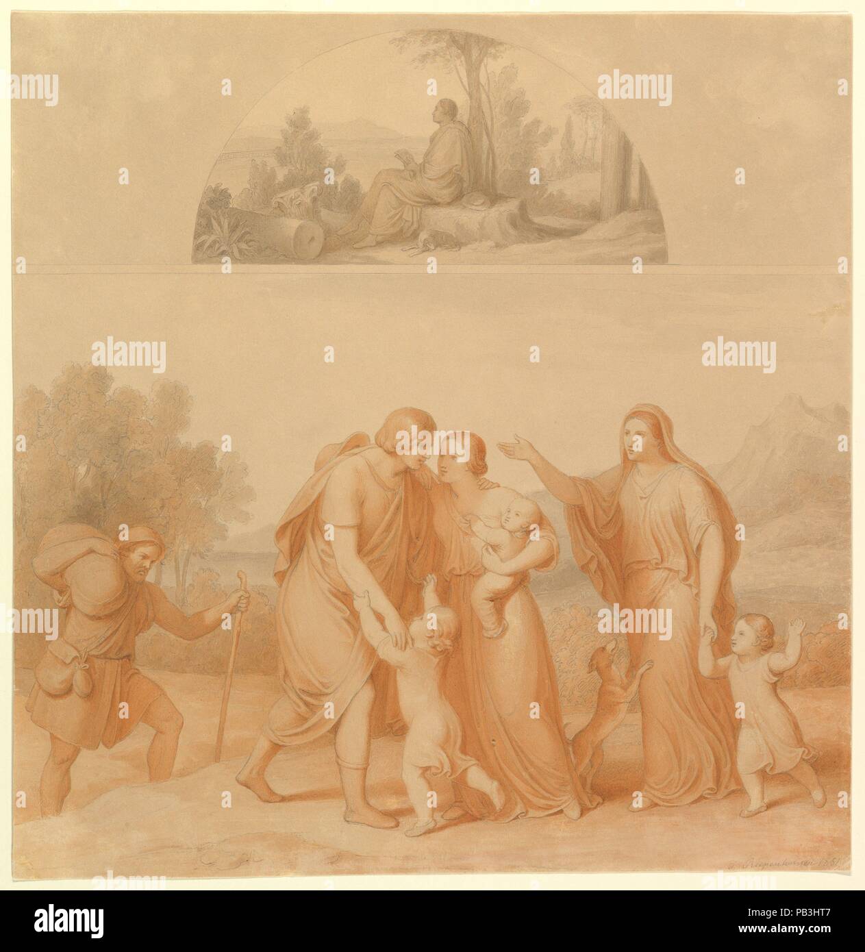 'The Return'. Artist: Johannes Riepenhausen (German, Goettingen 1788-1860 Venice). Dimensions: sheet:  15 11/16 x 14 15/16 in. (39.9 x 38 cm). Date: late 18th-19th century. Museum: Metropolitan Museum of Art, New York, USA. Stock Photo