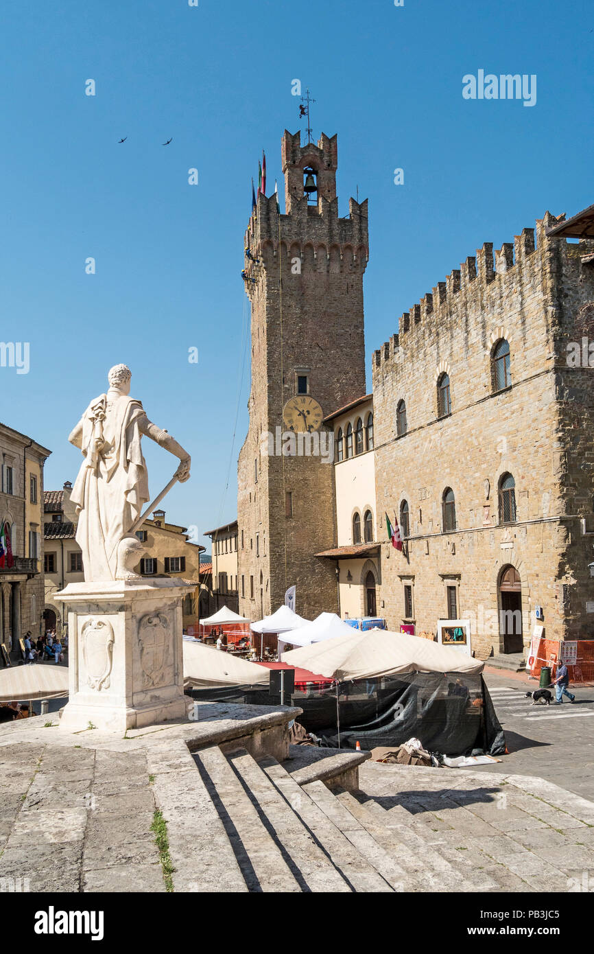 A statue in front of the Palazzo communale the town hall of the