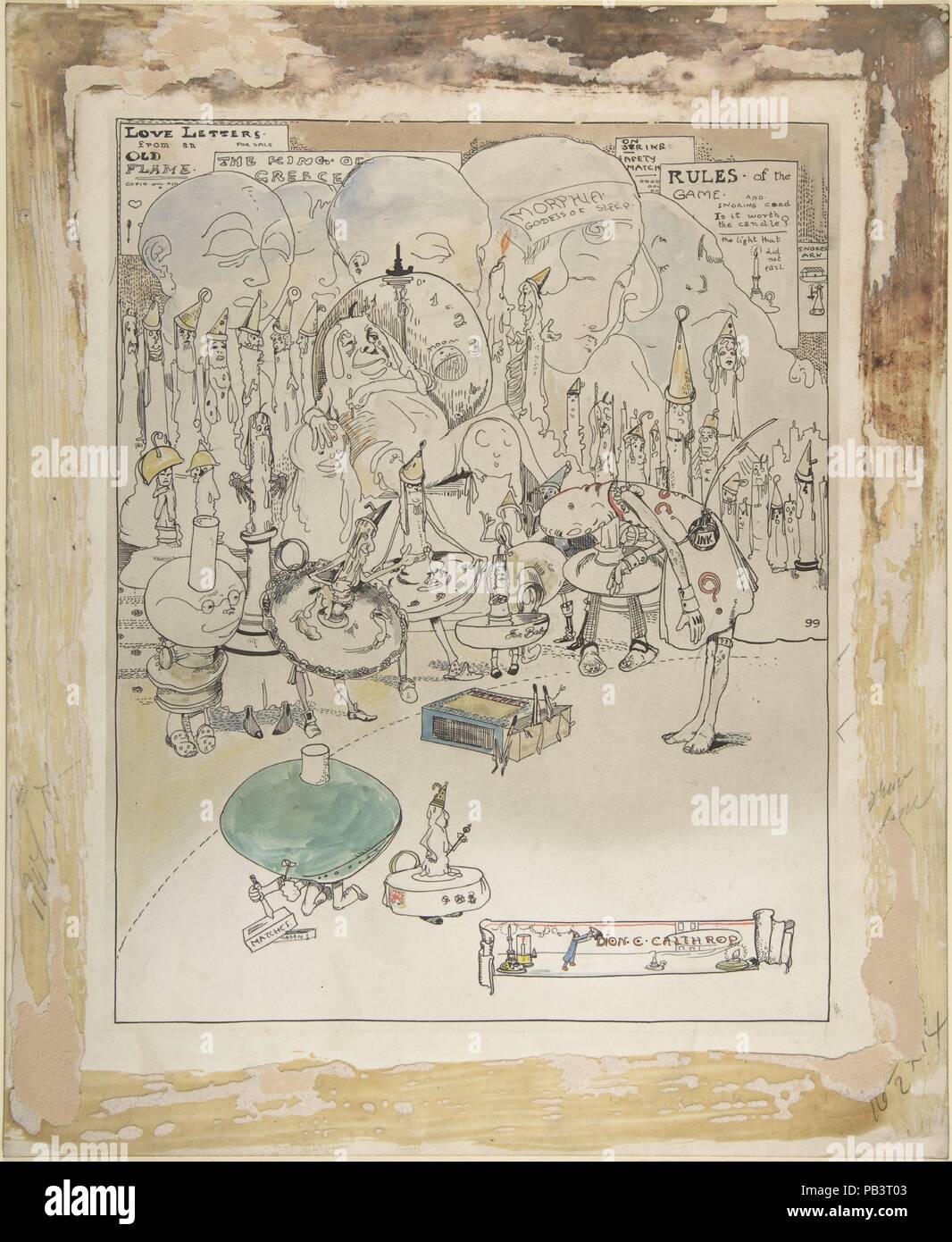 Confessions of an Inquiring Spirit, No. 3 (recto); Study for a scene with ten imaginary creatures (verso). Artist: Dion C. Calthrop (British, London 1875/78-1937). Dimensions: sheet: 15 1/4 x 12 1/2 in. (38.7 x 31.8 cm). Date: 1899. Museum: Metropolitan Museum of Art, New York, USA. Stock Photo