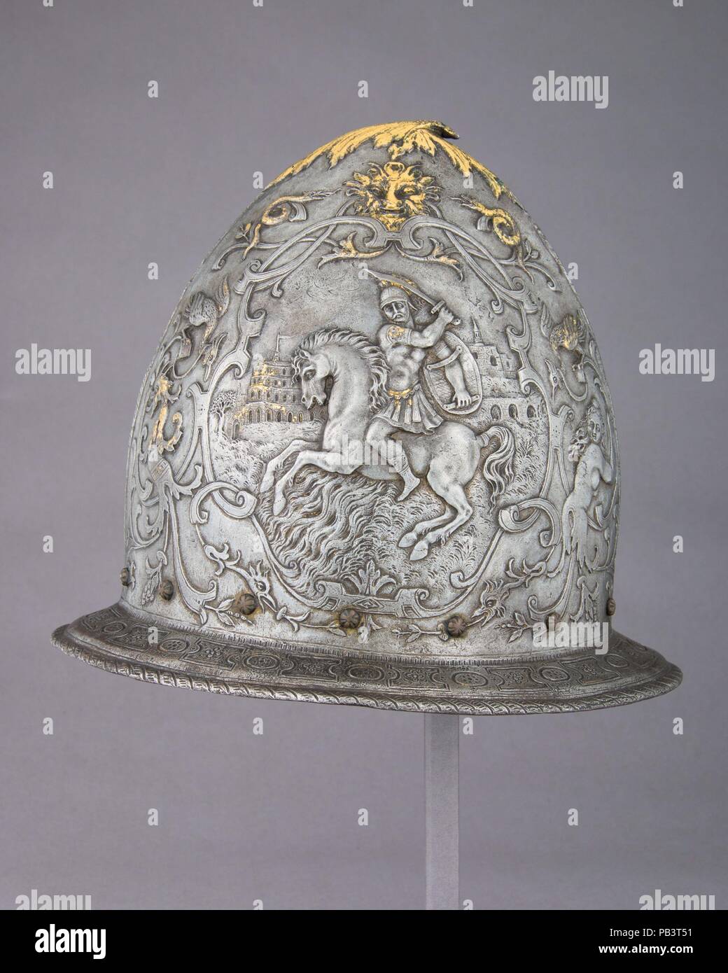 Cabasset in Late 16th Century French Style. Culture: French. Dimensions: H. 8 3/4 in. (22.2 cm); W. 8 1/2 in. (21.6 cm); D. 10 in. (25.4 cm); Wt. 3 lb. 8 oz. (1600 g). Date: ca. 1870. Museum: Metropolitan Museum of Art, New York, USA. Stock Photo