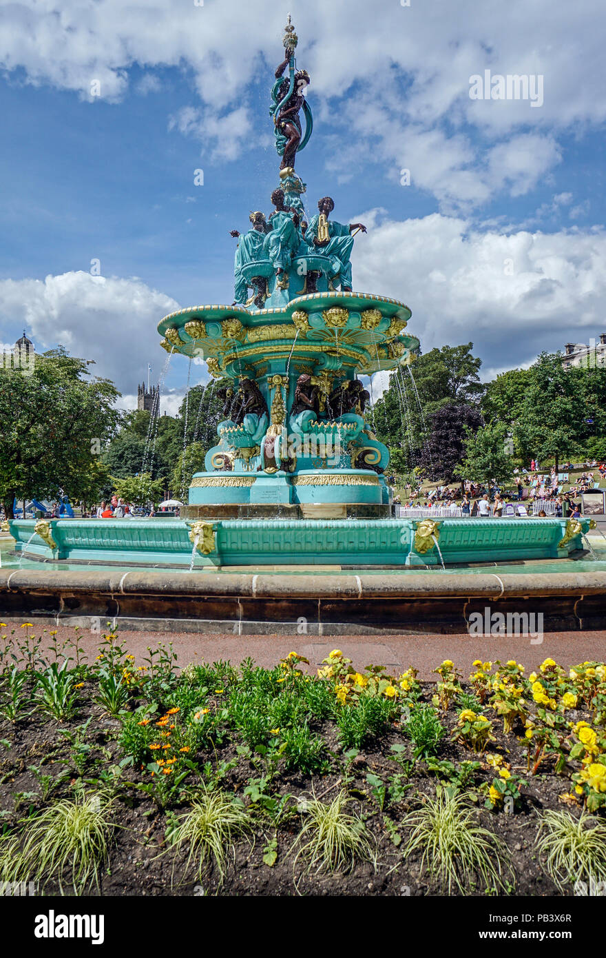 The restored Ross Fountain in West Princes Street Gardens Edinburgh