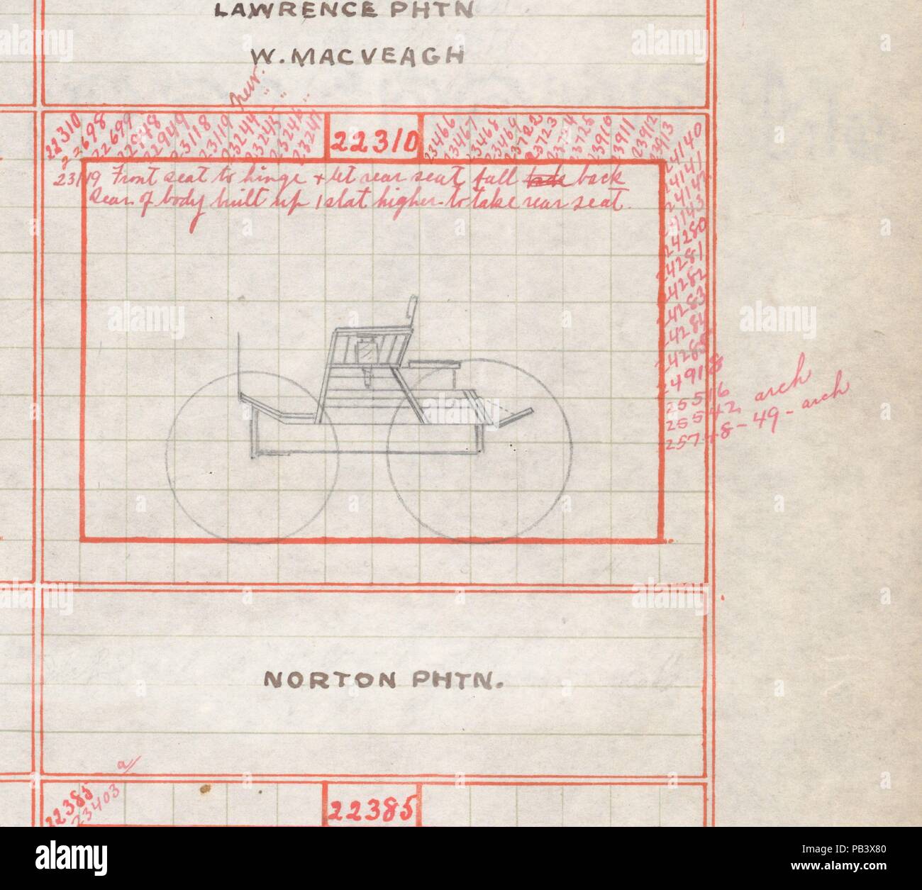 Carriage Draft Book 1893-1905. Dimensions: 14 × 3/4 × 17 in. (35.6 × 1.9 × 43.2 cm). Manufacturer: Brewster & Co. (American, New York). Date: 1893-1905.  Brewster & Company History  Established in 1810 by James Brewster (1788-1866) in New Haven, Connecticut, Brewster & Company, specialized in the manufacture of fine carriages. The founder opened a New York showroom in 1827 at 53-54 Broad Street, and the company flourished under generations of family leadership. Expansion necessitated moves around lower Manhattan, with name changes reflecting shifts of management-James Brewster & Sons operated  Stock Photo