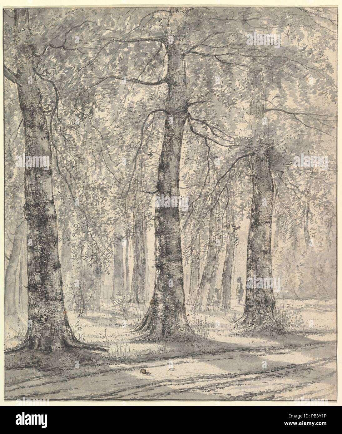 Woodland Scene. Artist: Pieter George Westenberg (Dutch, Nijmwegen 1791-1873 Brummen). Dimensions: sheet: 15 1/4 x 12 15/16 in. (38.7 x 32.8 cm). Date: 1819. Museum: Metropolitan Museum of Art, New York, USA. Stock Photo