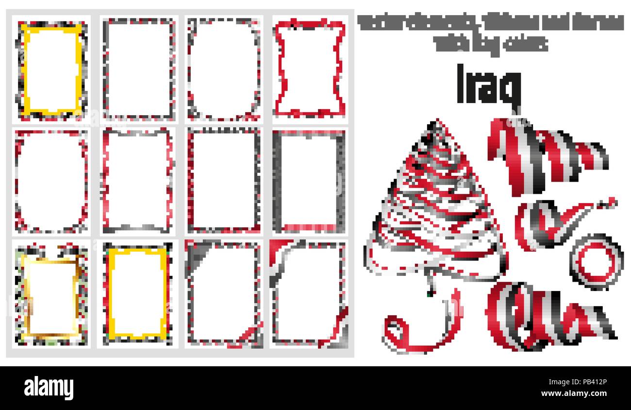 vector elements, ribbons and frames with flag colors Iraq, template for ...