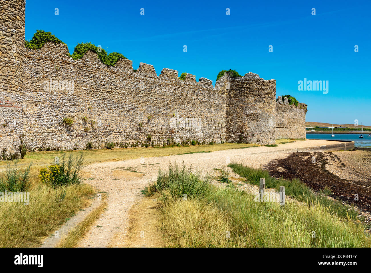 Portchester Hampshire England July 23, 2018 The Roman fort, inside which there is a medieval castle Stock Photo