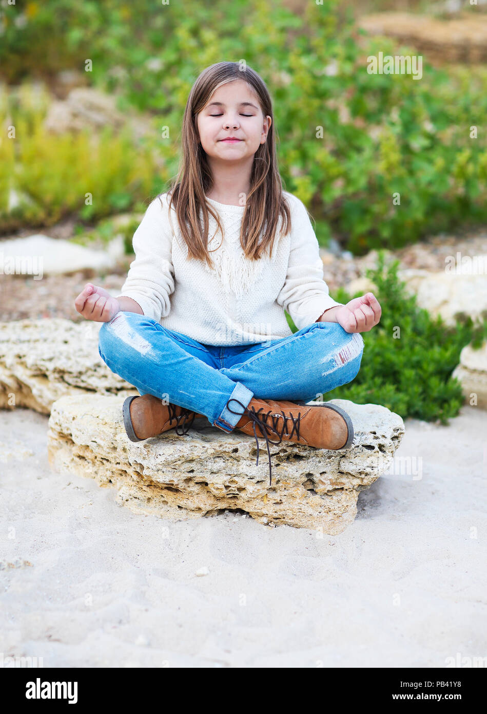 Portrait of the happy little girl outdoors Stock Photo - Alamy