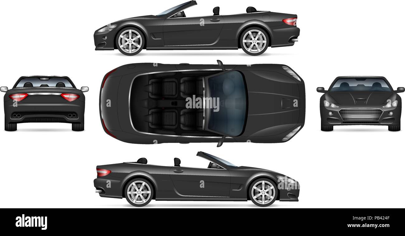 Black Convertible Car Vector Mockup On White For Vehicle Branding Corporate Identity View From Side Front Back Top Easy To Editing And Recolor Stock Vector Image Art Alamy