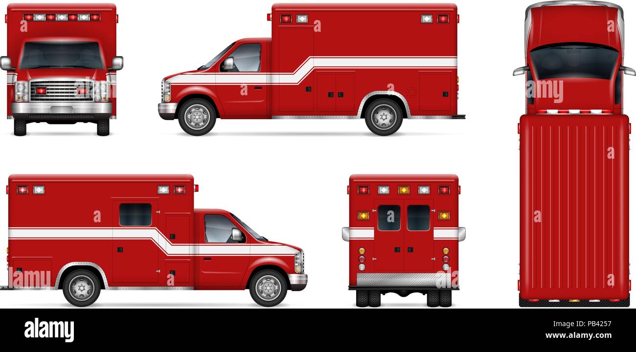Fire Truck Vector Mockup On White Background Isolated Template Of Rescue Van For Vehicle Branding Corporate Identity Easy To Editing And Recolor Stock Vector Image Art Alamy